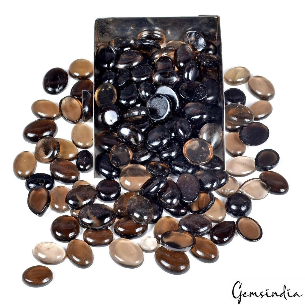 130 Pcs Natural Smoky Quartz 1200 Ct Oval Cabochon Loose Wholesale Gemstones Lot