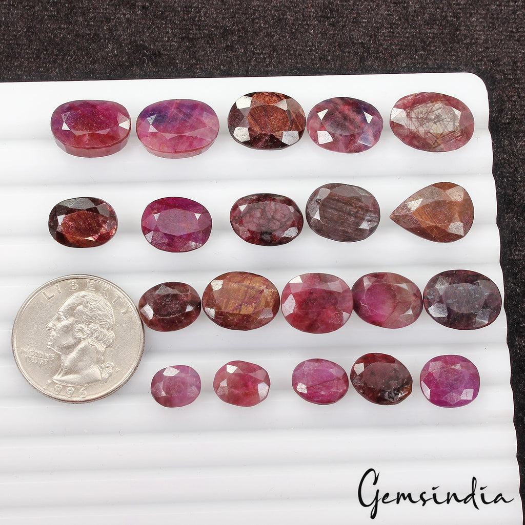 Natural Untreated Red Ruby Certified Lot 163.00Ct Mix Cut Loose Gems For Jewelry