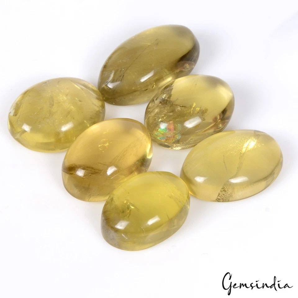 Oval Cabochon 211 Cts Natural Lemon Citrine Quartz Smooth Polished 4 Pcs Lot