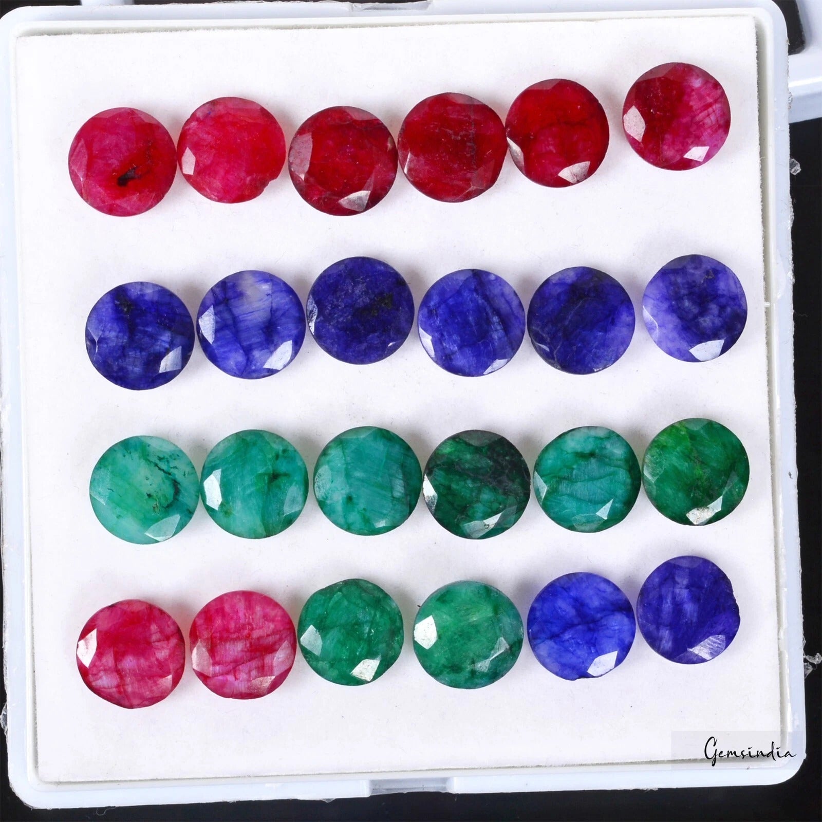 135.90 Cts/24 Pcs Natural Red Blue Green Beryl Round Cut Loose Gems For Jewelry