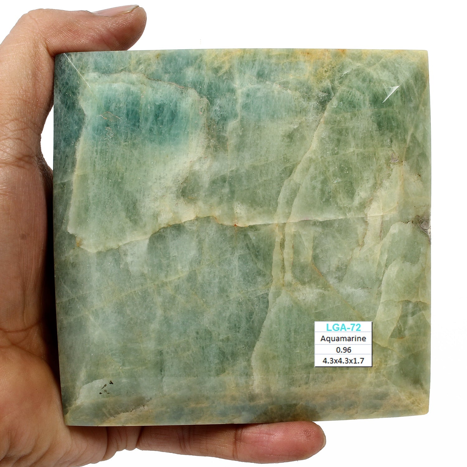 Natural Aquamarine Gemstone 960 Gram - Untreated Square Cut 4.3" Huge Specimen