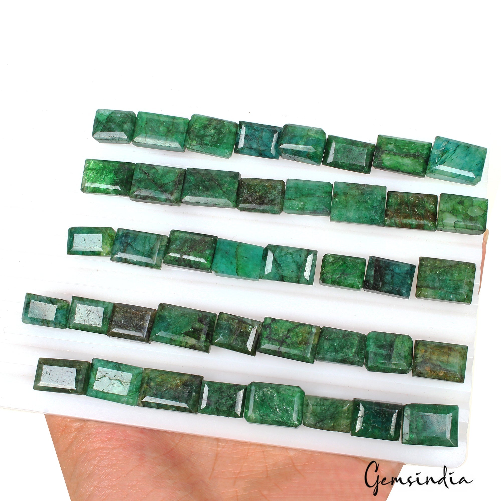 500 Ct Natural Green Brazilian Emerald Rectangular Faceted Loose Wholesale Gems