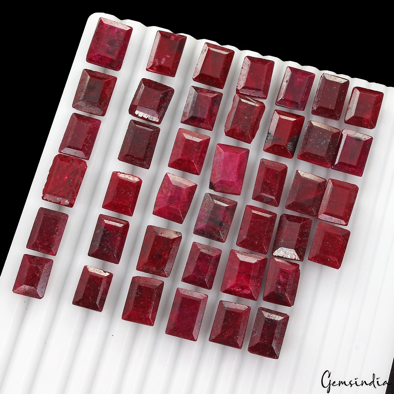 500 Ct Natural Red Ruby Rectangular Cut Faceted Loose Wholesale Gems Lot 41 Pcs