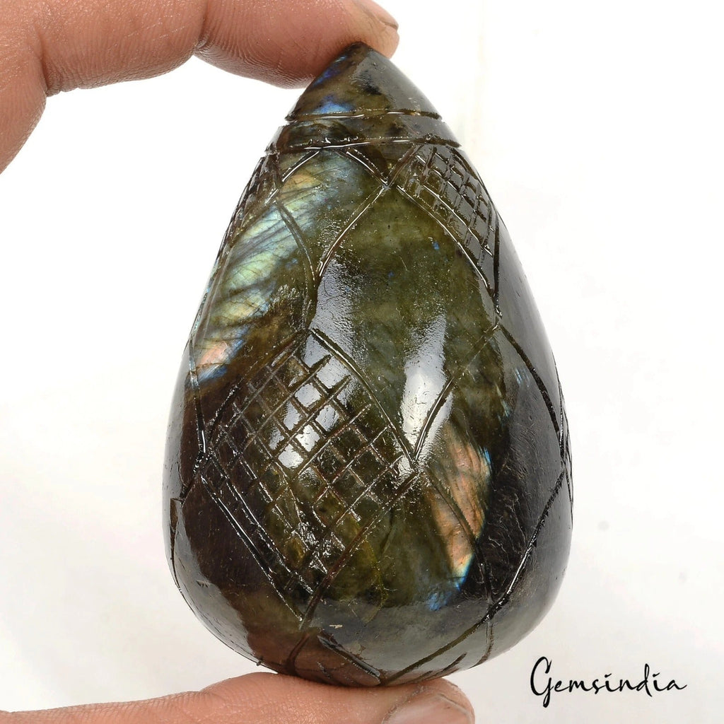 1030 Ct Natural Labradorite Pear Drop Earth Mined Huge Size Multi Shine Gemstone