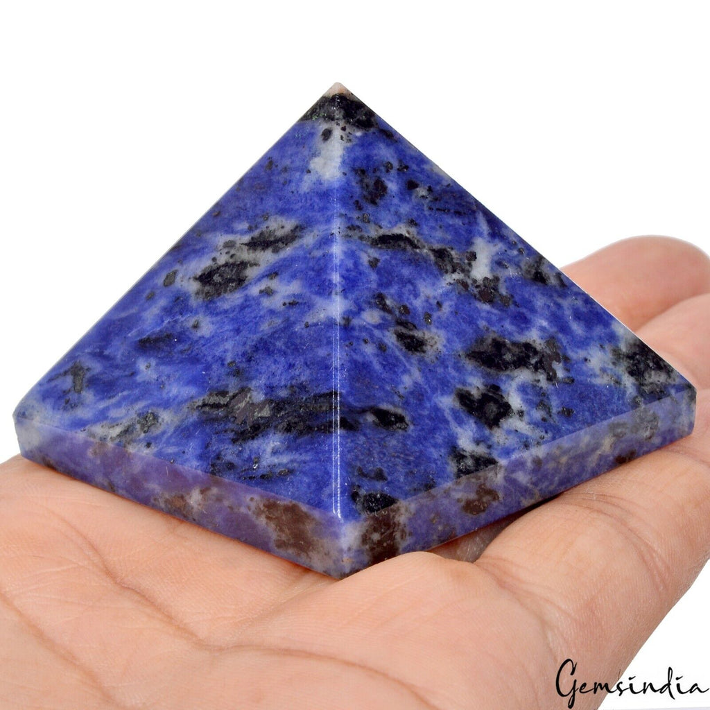 1.5" Natural Sodalite Crystal Yoga Reiki Healing Pyramid Energy Gemstone~590 Cts