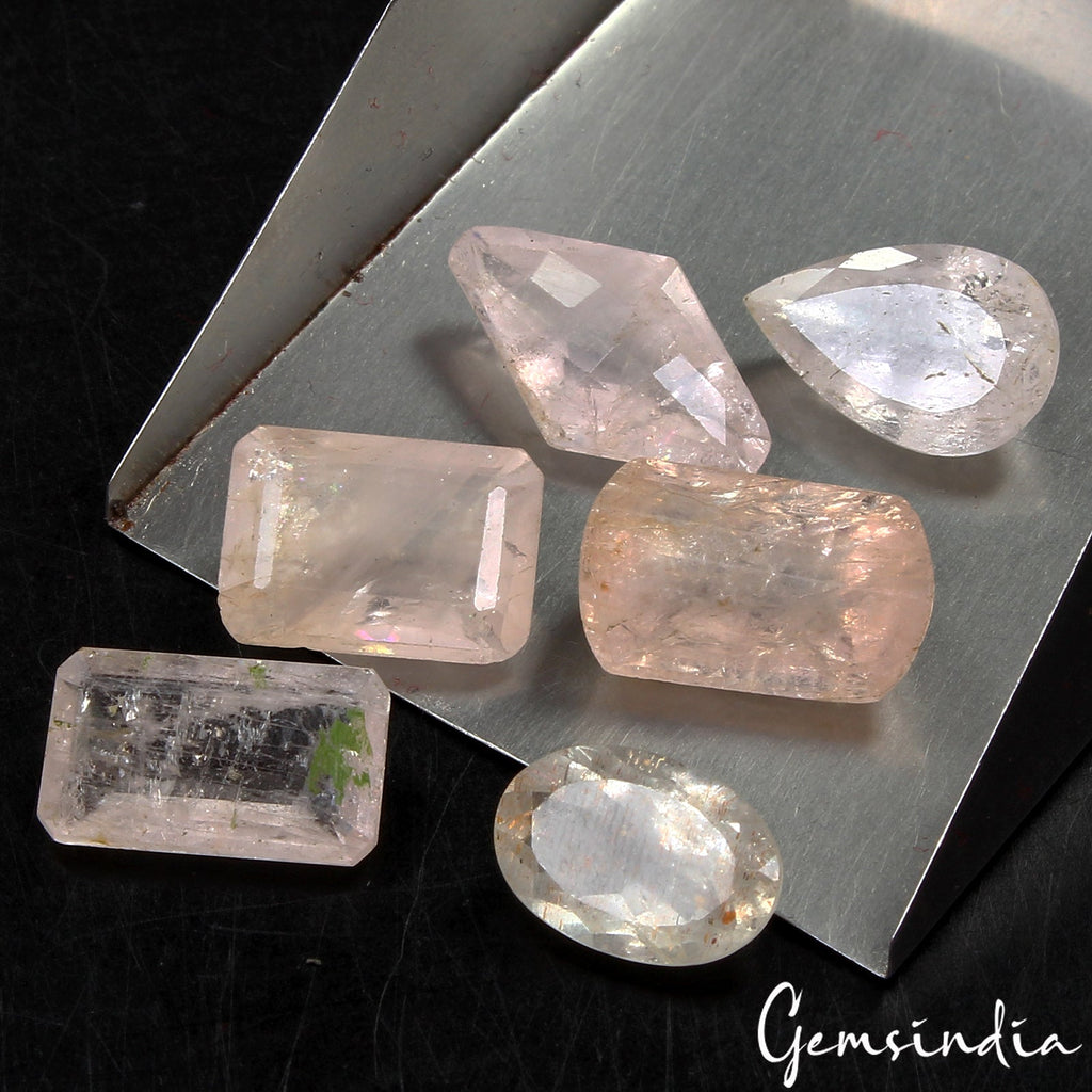 29.00 Ct Natural PInk Morganite Loose Unheated Mix Cut Gemstone From Brazil 6 Pc
