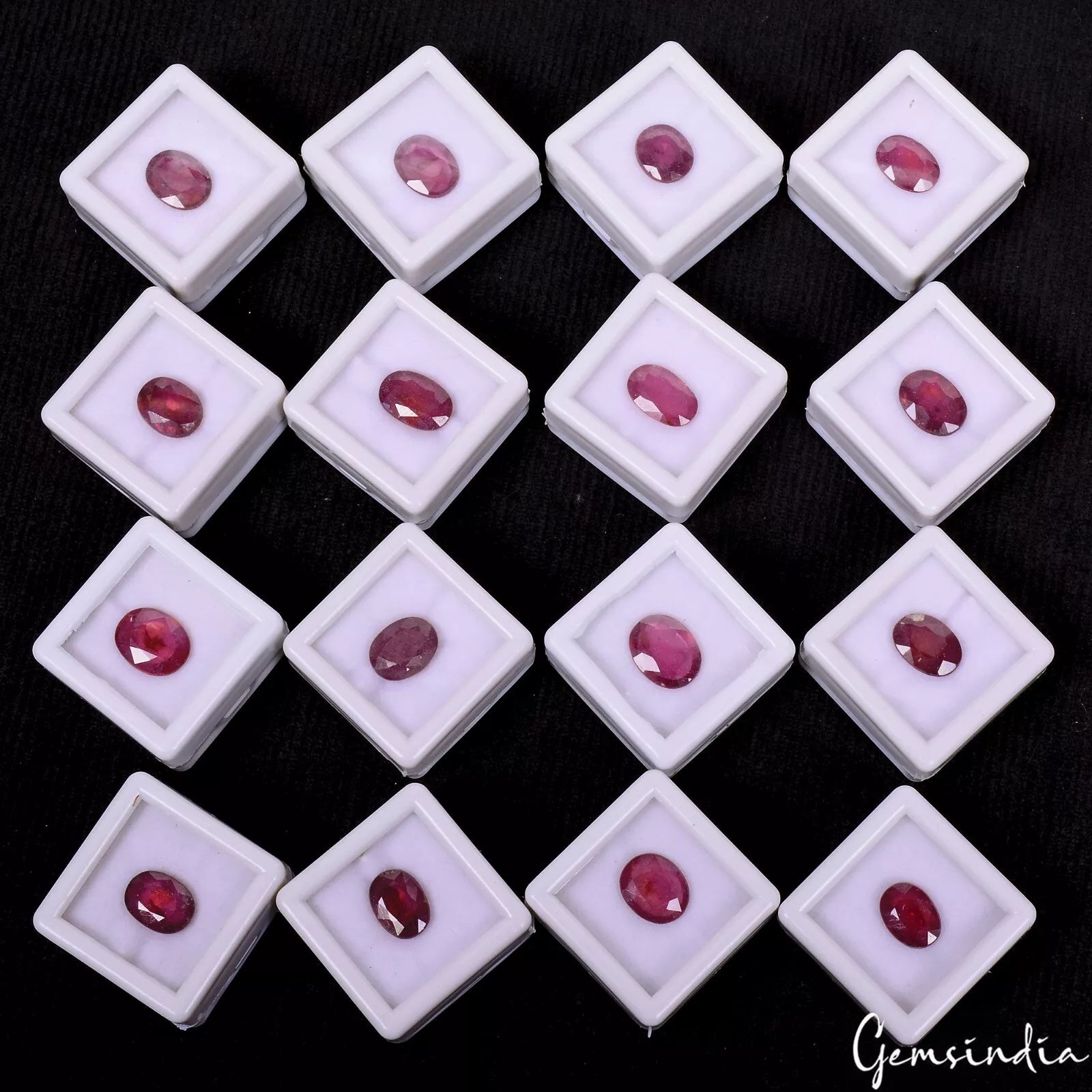 Certified 16 pcs Natural Red Ruby Gemstone Mozambique Oval Shape 10mm-13mm Lot