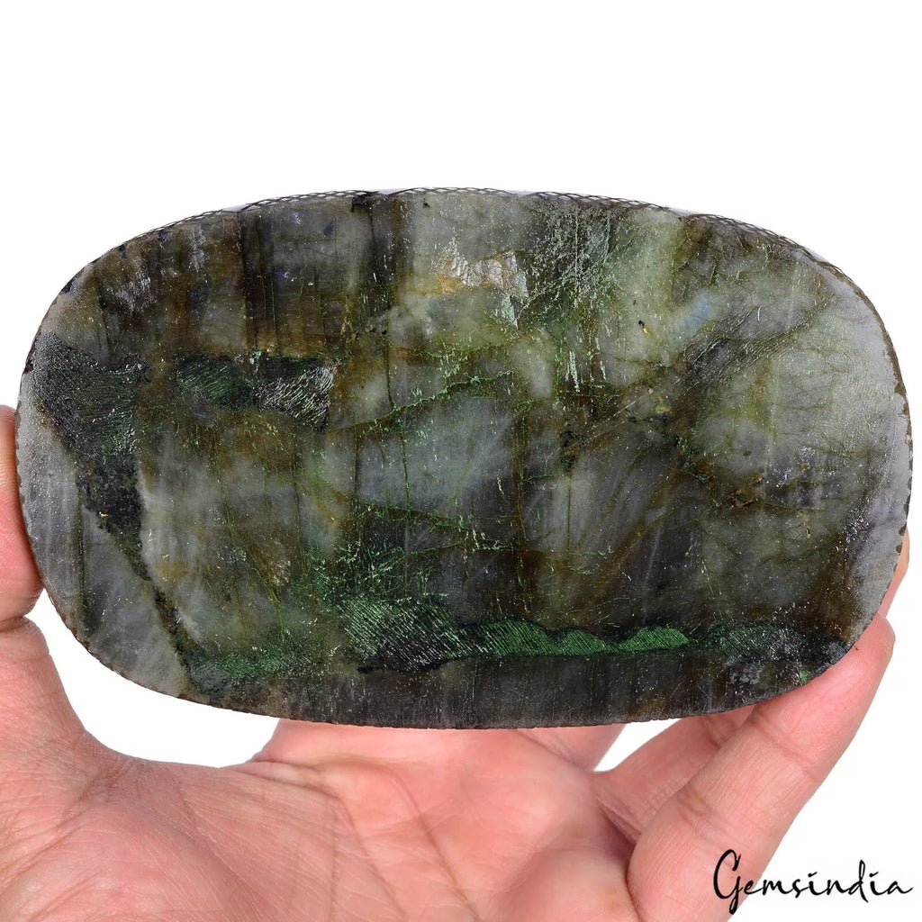 4340 Ct Natural Labradorite Multi Shine Floral Carved Oval Shape Large Gemstone