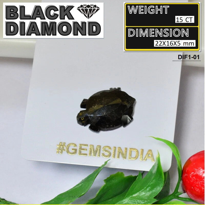 15cts Loose Black Color Turtle Shape Rose Cut Faceted Diamond Earth Mined Stone