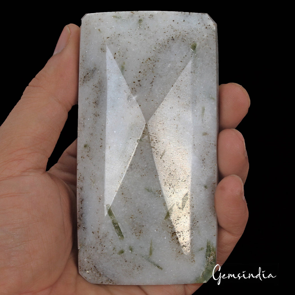 1500 Ct Natural Untreated Rutilated Quartz With Tourmaline Octagon Cut Gemstone