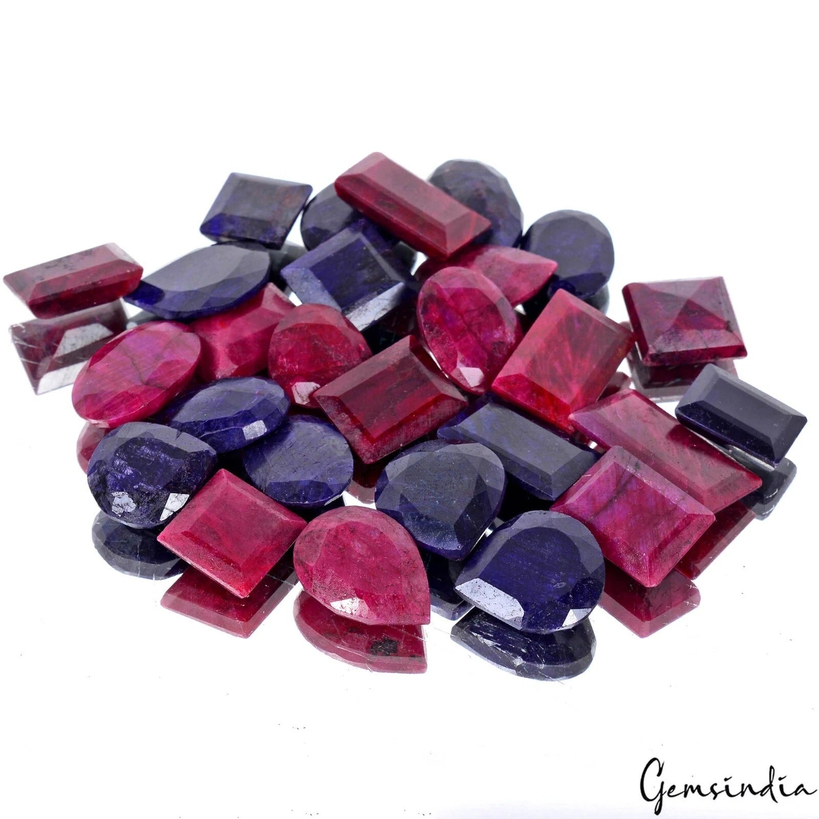 660 Cts/27 Pcs Natural African Blue Sapphire Red Ruby Mixed Cut Gems For Jewelry