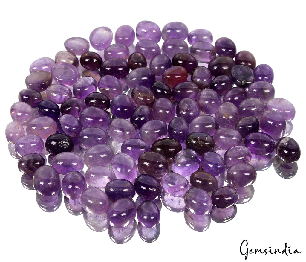 Amethyst Lot, Cabochon, Untreated, Purple — 89 Pieces, 8mm to 11mm, 300 Ct, Brazil