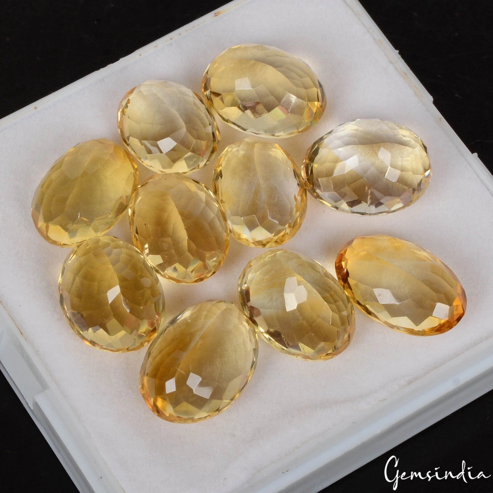 VVS 10 Pcs Natural Yellow Citrine 14-16mm Oval Cut Unheated Gemstones~ 92.70 Cts