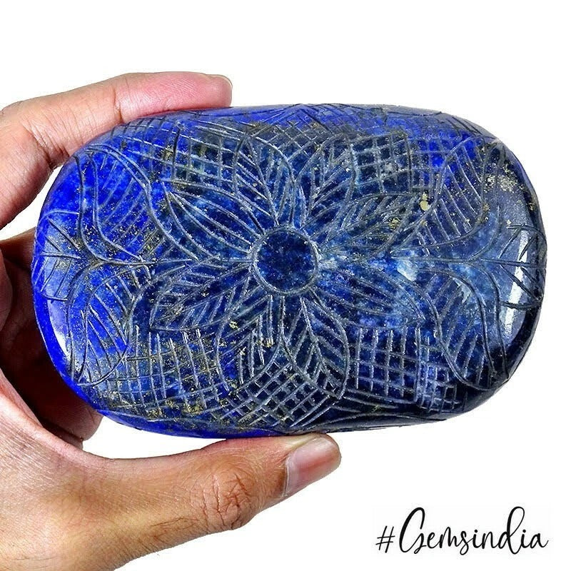 2100 Cts Natural Blue Lapis Lazuli Oval Shape Hand Carved Museum Size Gemstone