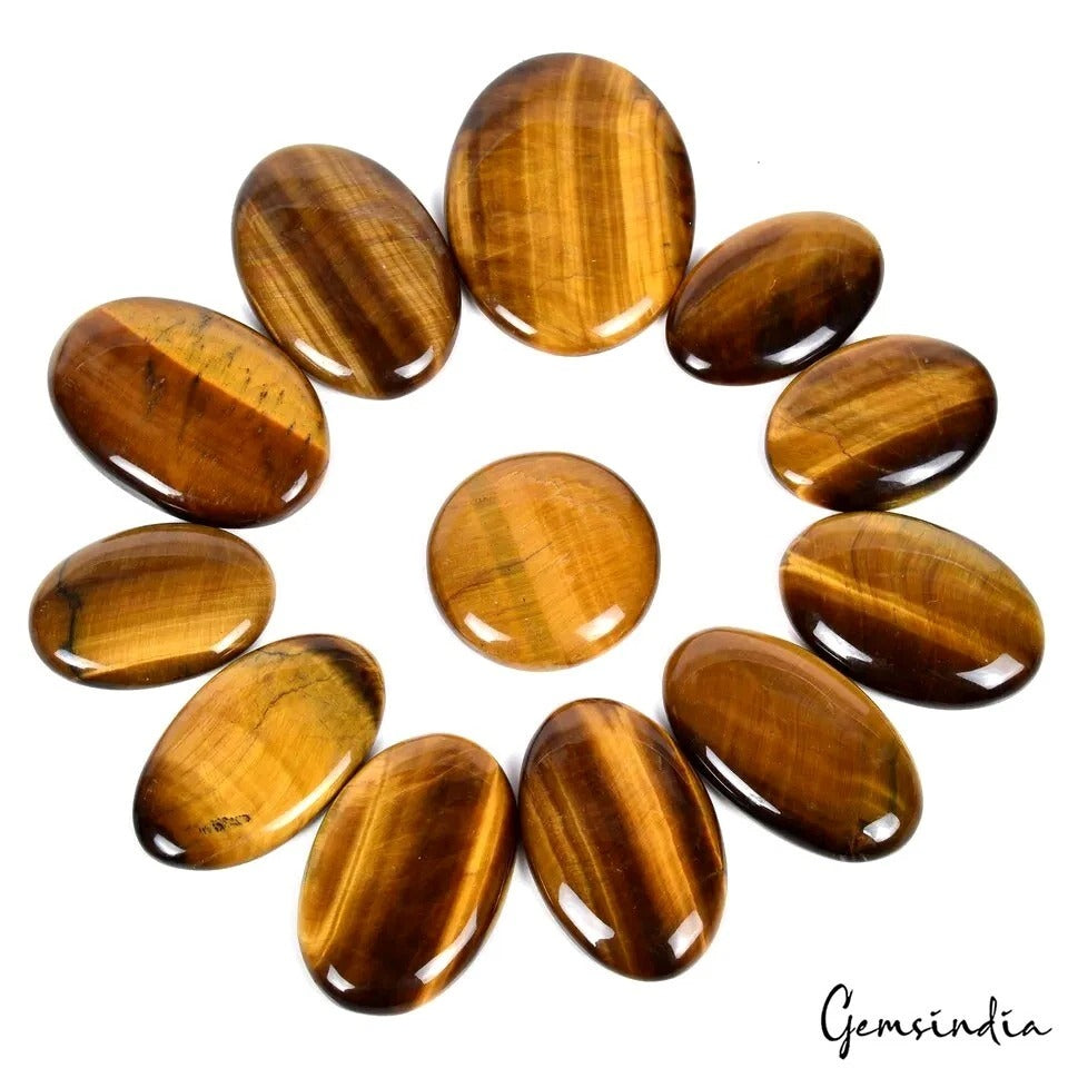 680 Ct Natural Banded Tiger Eye Oval Cabochon Loose Jewelry Gemstones Lot 12 Pcs
