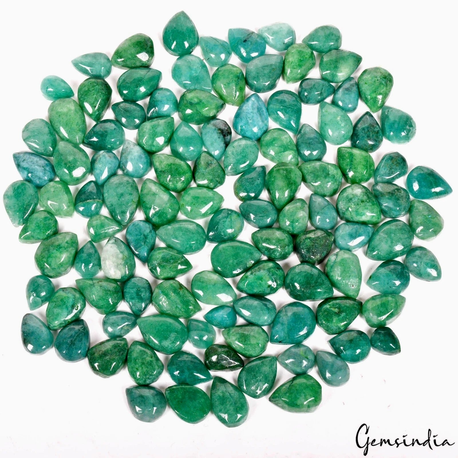 Emerald Lot, Cabochon, Color Enhanced, Green — 108 Pieces, 10mm to 16mm, 880 Ct, Colombia