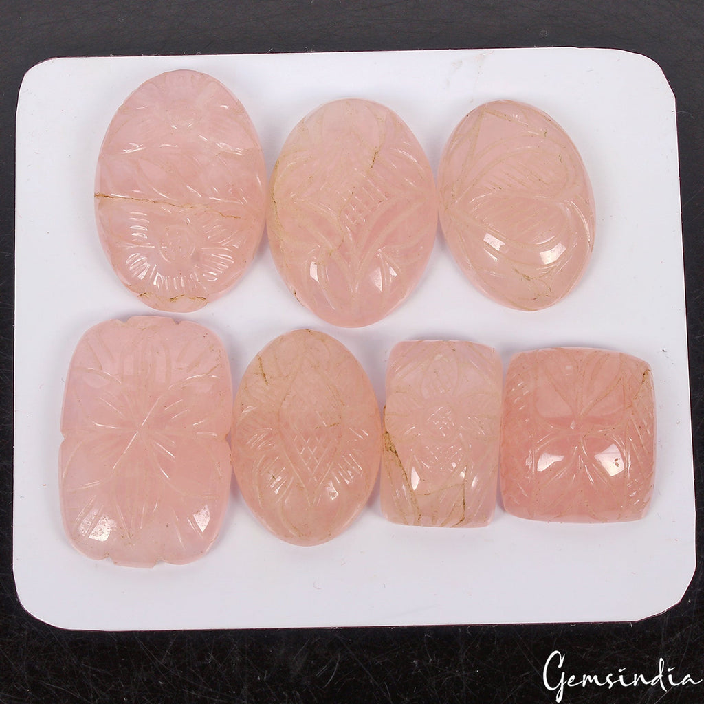 480 Ct Natural Beautiful Pink Rose Quartz Mix Shape Hand Carving Loose Gemstones