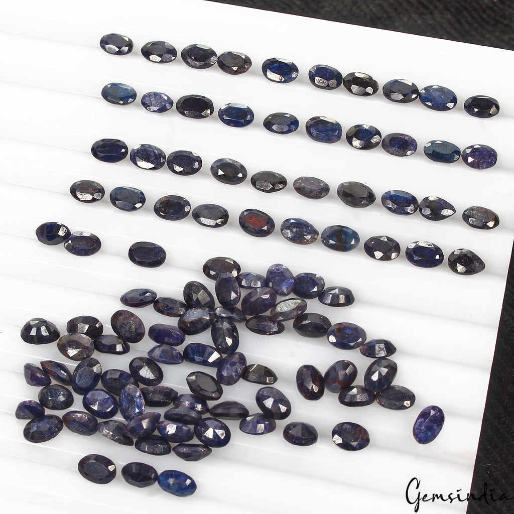 Certified 63.80 Ct/105 Pcs Natural Blue Sapphire Oval Calibrated Gem For Jewelry