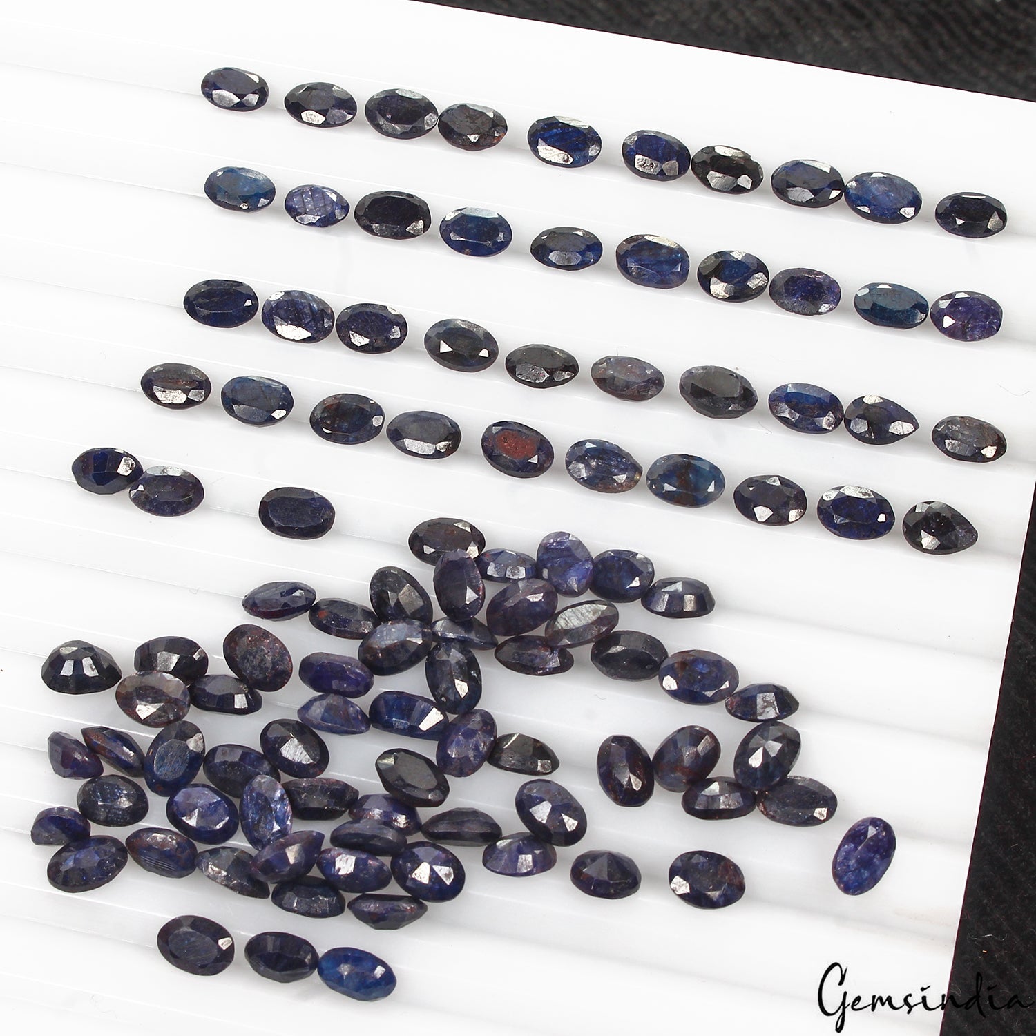 Certified 63.80 Ct/105 Pcs Natural Blue Sapphire Oval Calibrated Gem For Jewelry