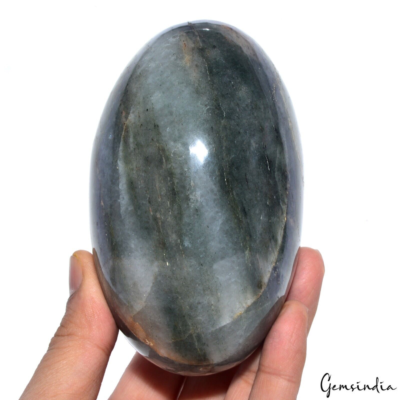 4500 Ct Natural Green Gray Agate Egg Shape Oval Healing Crystal Mineral Gem 4.7"