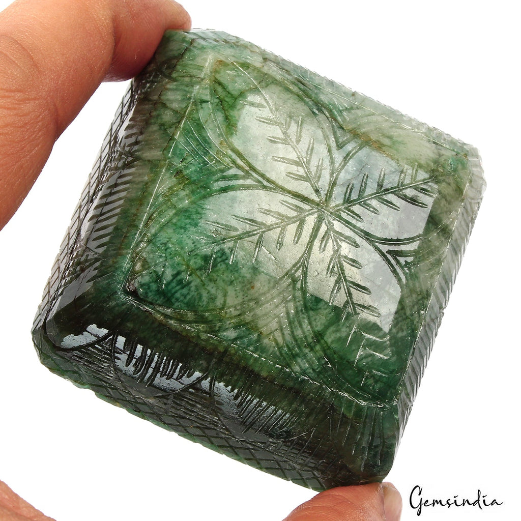 1070 Ct Natural Green Brazilian Emerald Octagon Carving Earth Mined Huge Gems