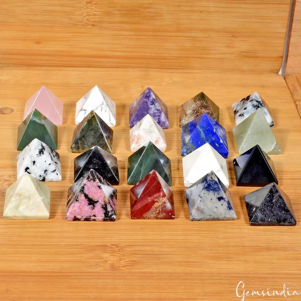 20 Pcs Natural Multi Gemstone Crystal Pyramid Mineral Chakra Energy Decor Gift