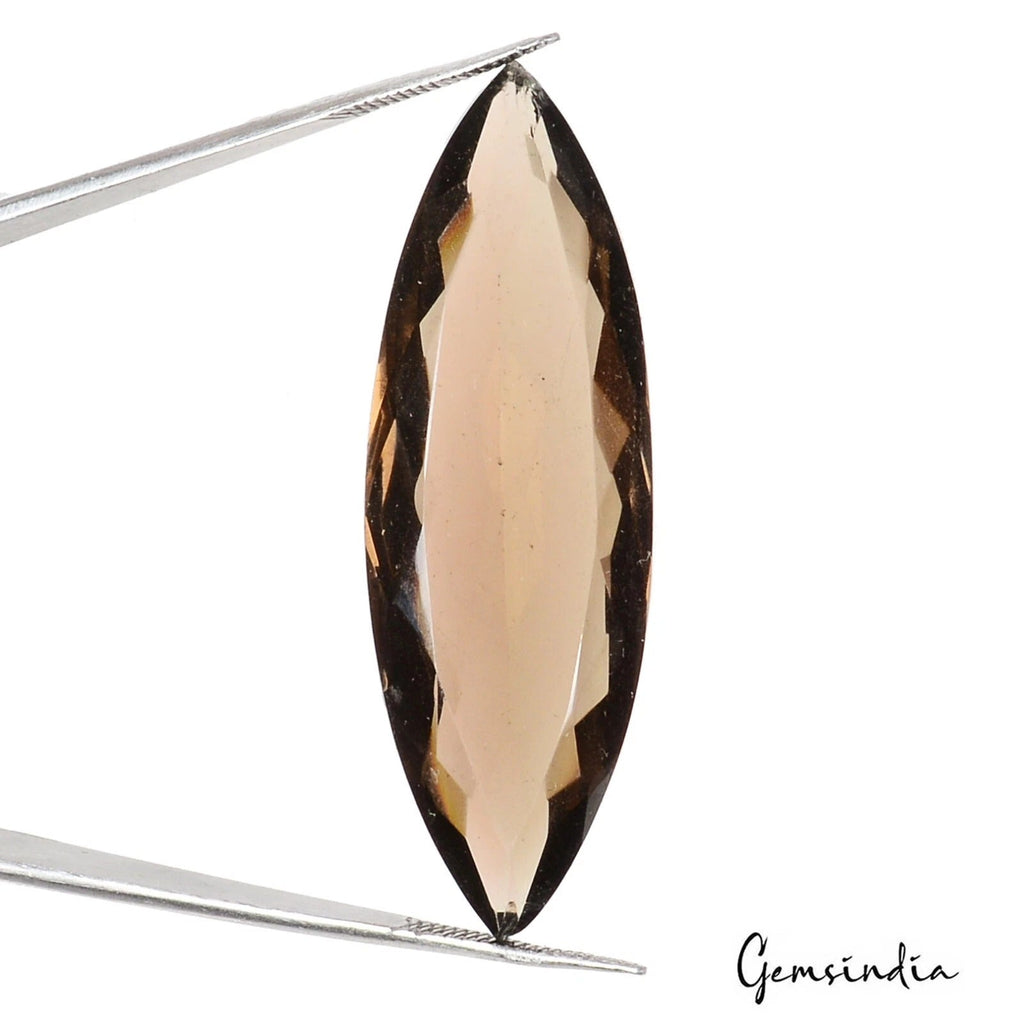 Certified 35.70 Ct Natural Untreated Brown Smoky Quartz Marquise Gem For Pendant