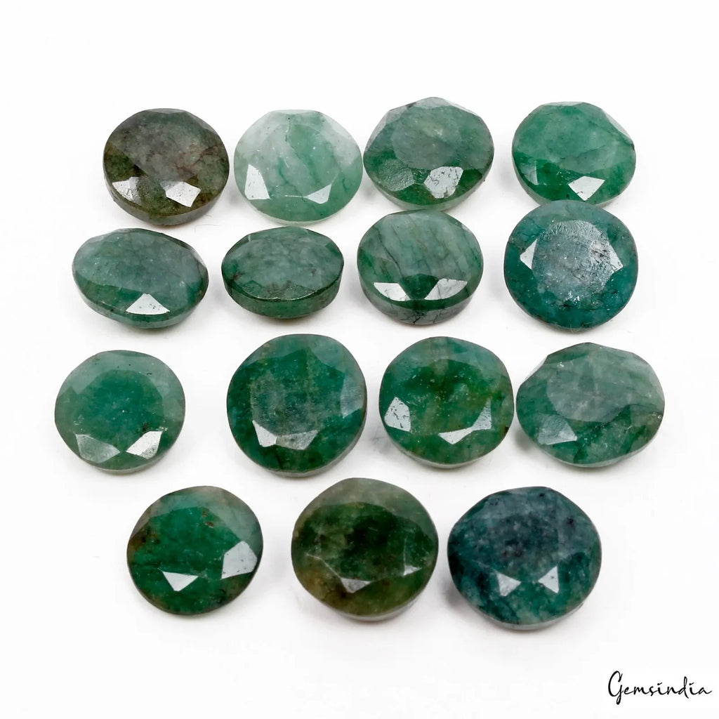 Emerald Lot, Loose Gemstone, Color Enhanced, Green — 15 Pieces, 10mm to 12mm, 83.80 Ct, Brazil