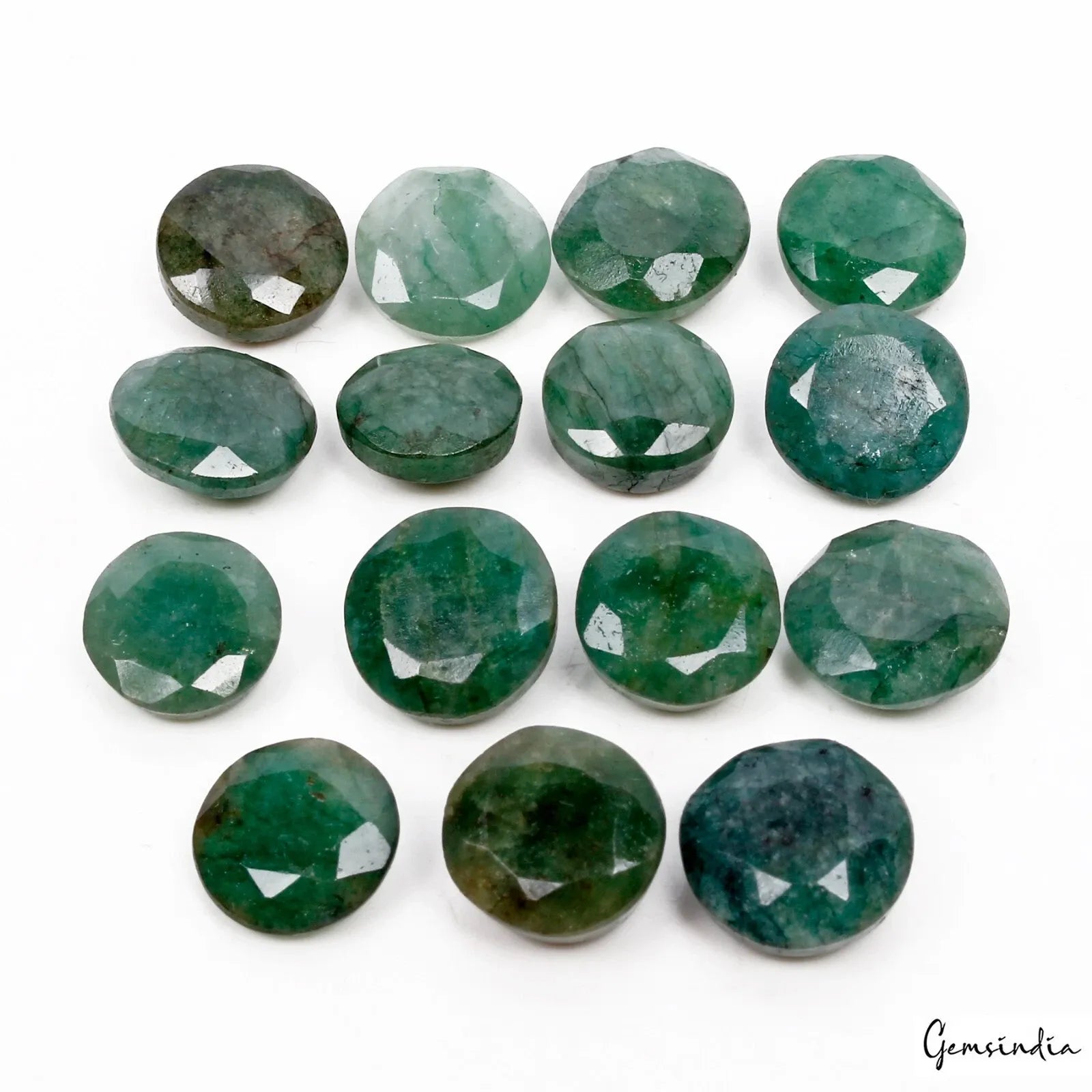 Emerald Lot, Loose Gemstone, Color Enhanced, Green — 15 Pieces, 10mm to 12mm, 83.80 Ct, Brazil