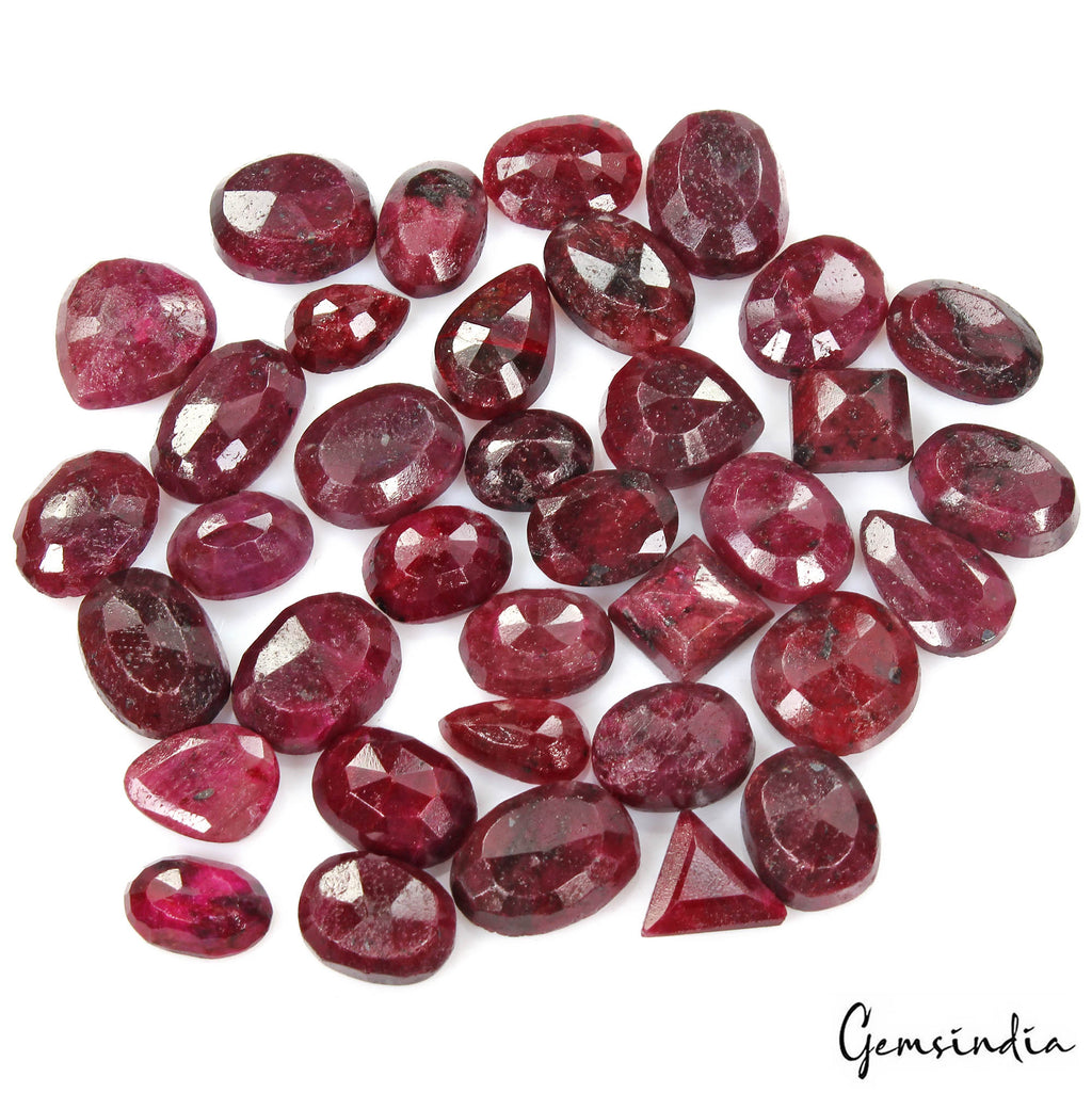 480 Ct/36Pcs Natural African Red Ruby MIx Faceted Cut Loose Gems Lot For Jewelry