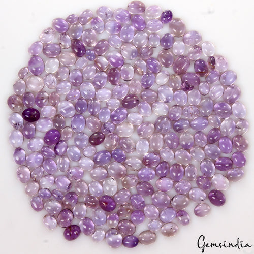 Amethyst Lot, Cabochon, Untreated, Purple — 200 Pieces, 7mm to 11mm, 500 Ct, Madagascar
