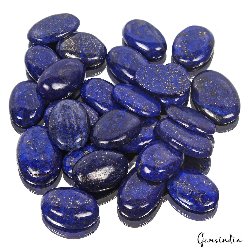 650 Ct/26 Pc Natural Blue Lapis Lazuli Gold Flecks Oval Cab Loose Wholesale Gems