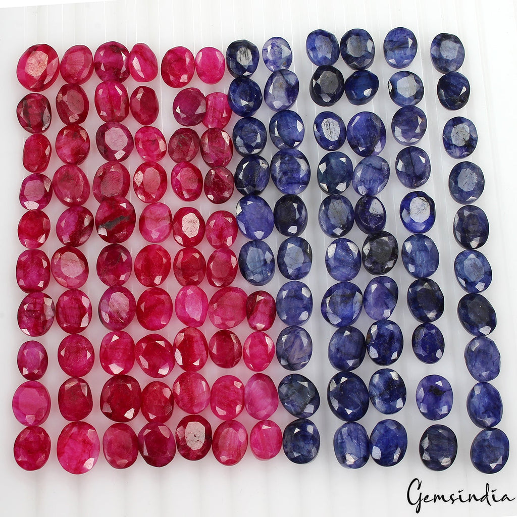 360 Cts/120 Pcs Natural Blue & Red Beryl Bixbite Oval Cut 9-12mm Loose Gemstones