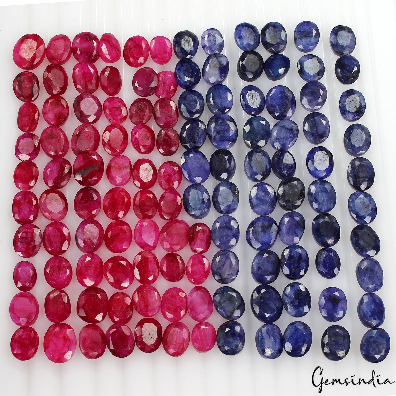 360 Cts/120 Pcs Natural Blue & Red Beryl Bixbite Oval Cut 9-12mm Loose Gemstones