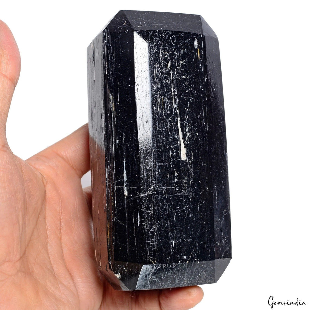 1.3 Kilo Natural Black Tourmaline Octagon Cut Huge Museum Size Gemstone Specimen