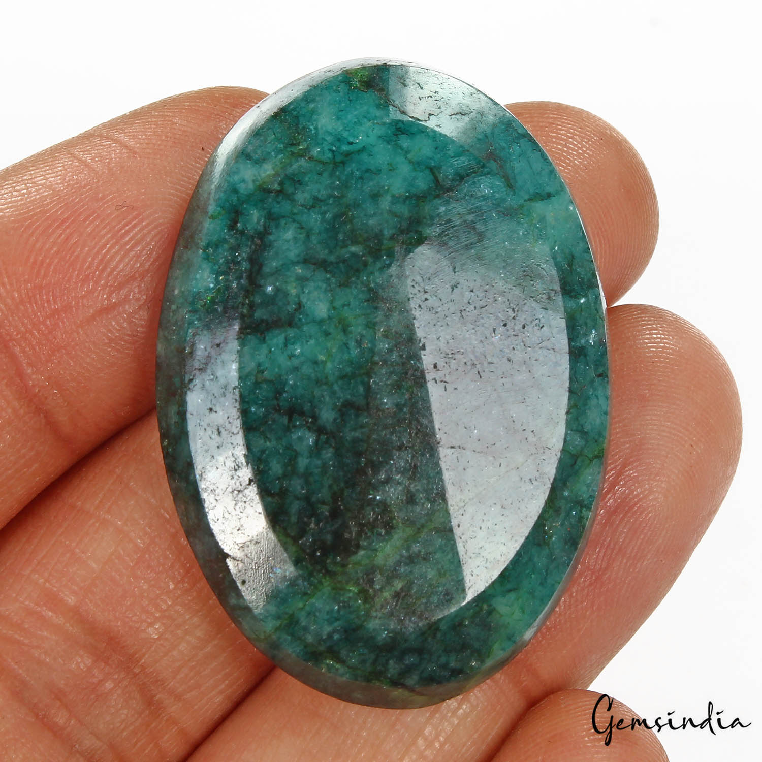 Emerald Loose Gemstone, Color Enhanced, Green — 40 x 28 x 8mm, 87.40 Ct, Zambia