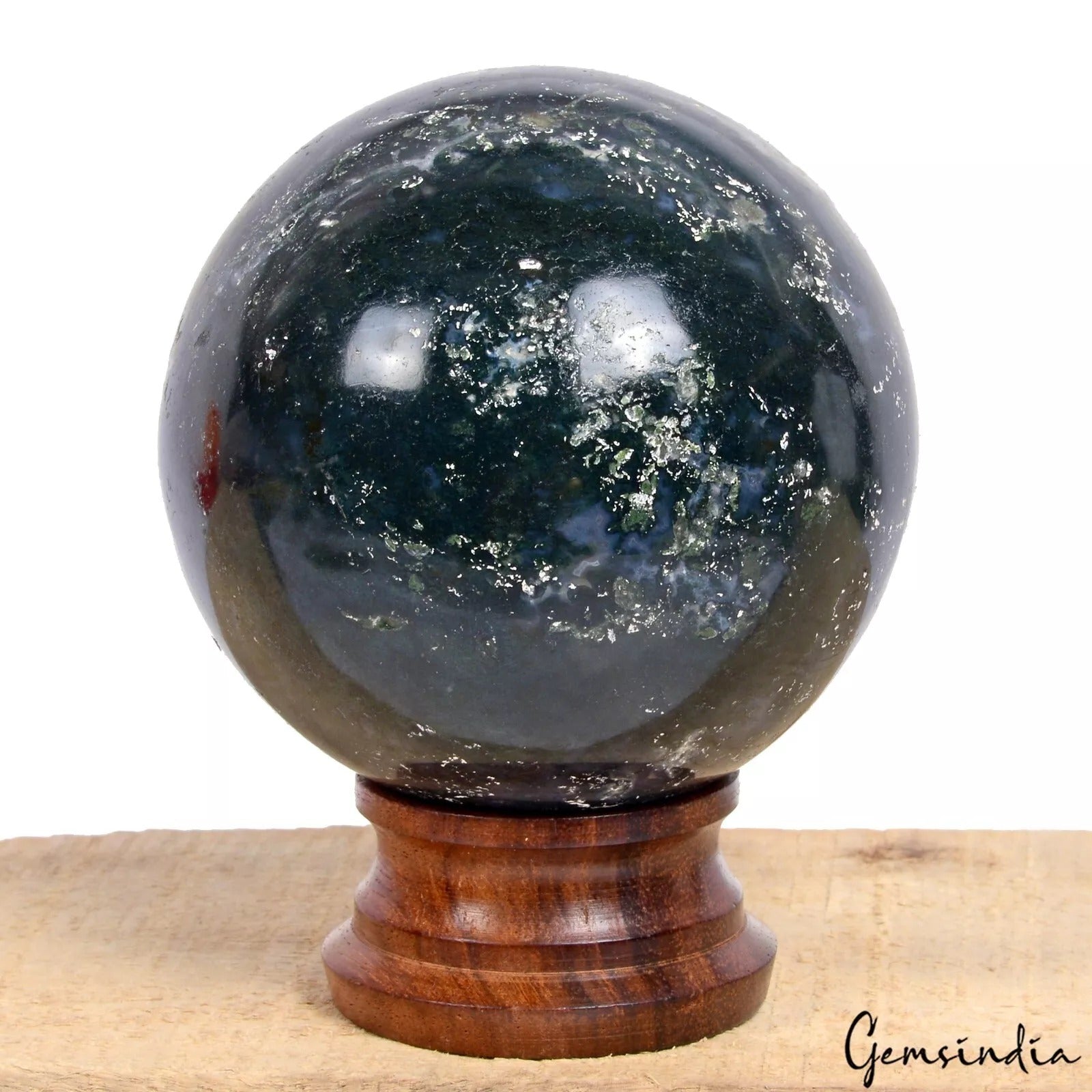 Moss Agate Sphere, Untreated — 3.25 Inch, 3750 Ct, Madagascar
