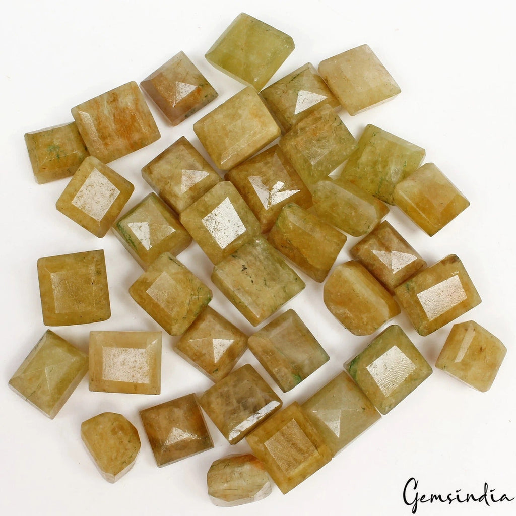 440 Ct/35 Pcs Natural Untreated Yellow Beryl Mix Cut 11-14mm Loose Gemstones Lot