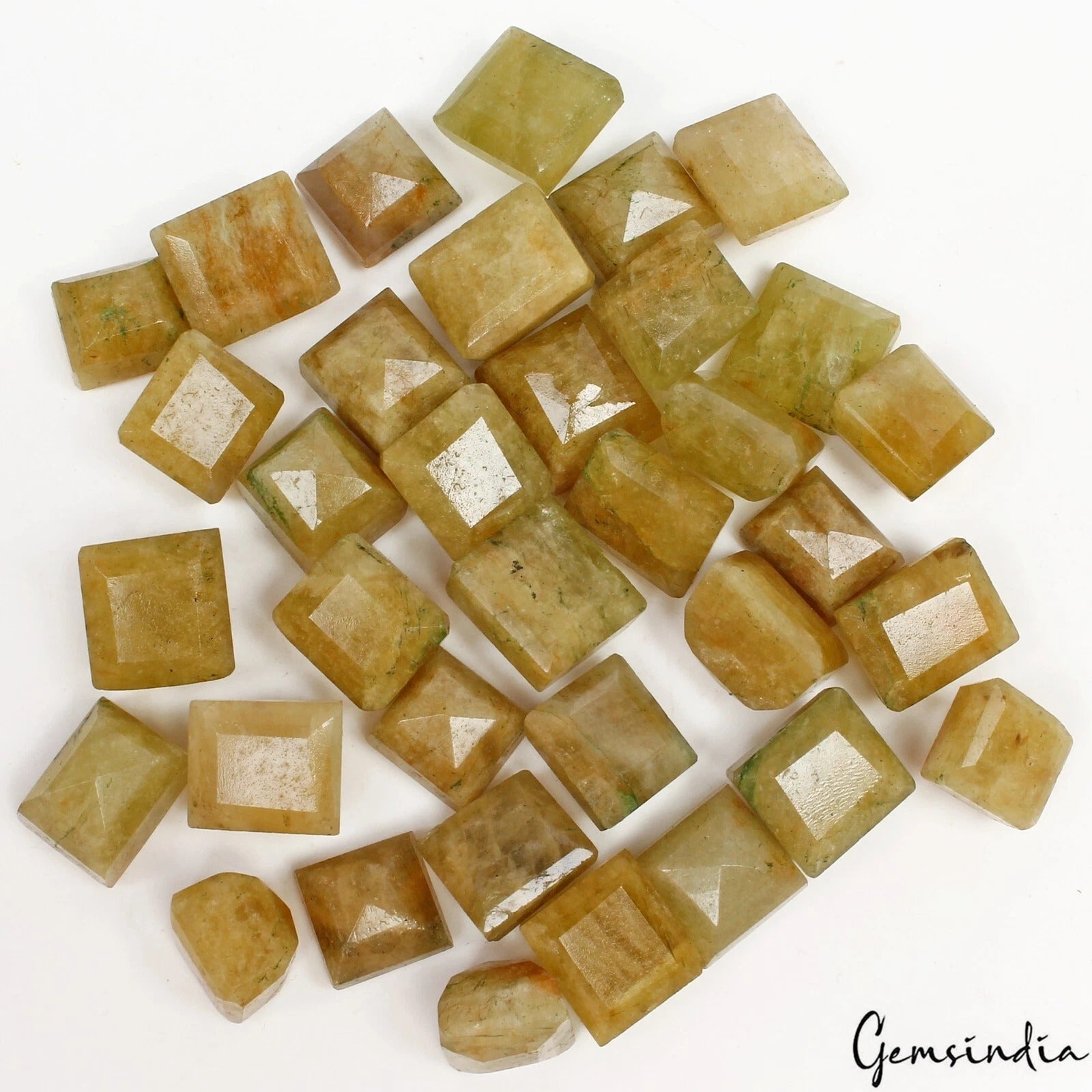 440 Ct/35 Pcs Natural Untreated Yellow Beryl Mix Cut 11-14mm Loose Gemstones Lot