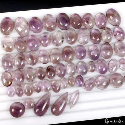 Amethyst Lot, Cabochon, Untreated, Purple — 59 Pieces, 12mm to 28mm, 670 Ct, Brazil