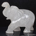 Handmade 1760 Cts Natural White Quartz Trunk Up Elephant Sculpture/Home Decor