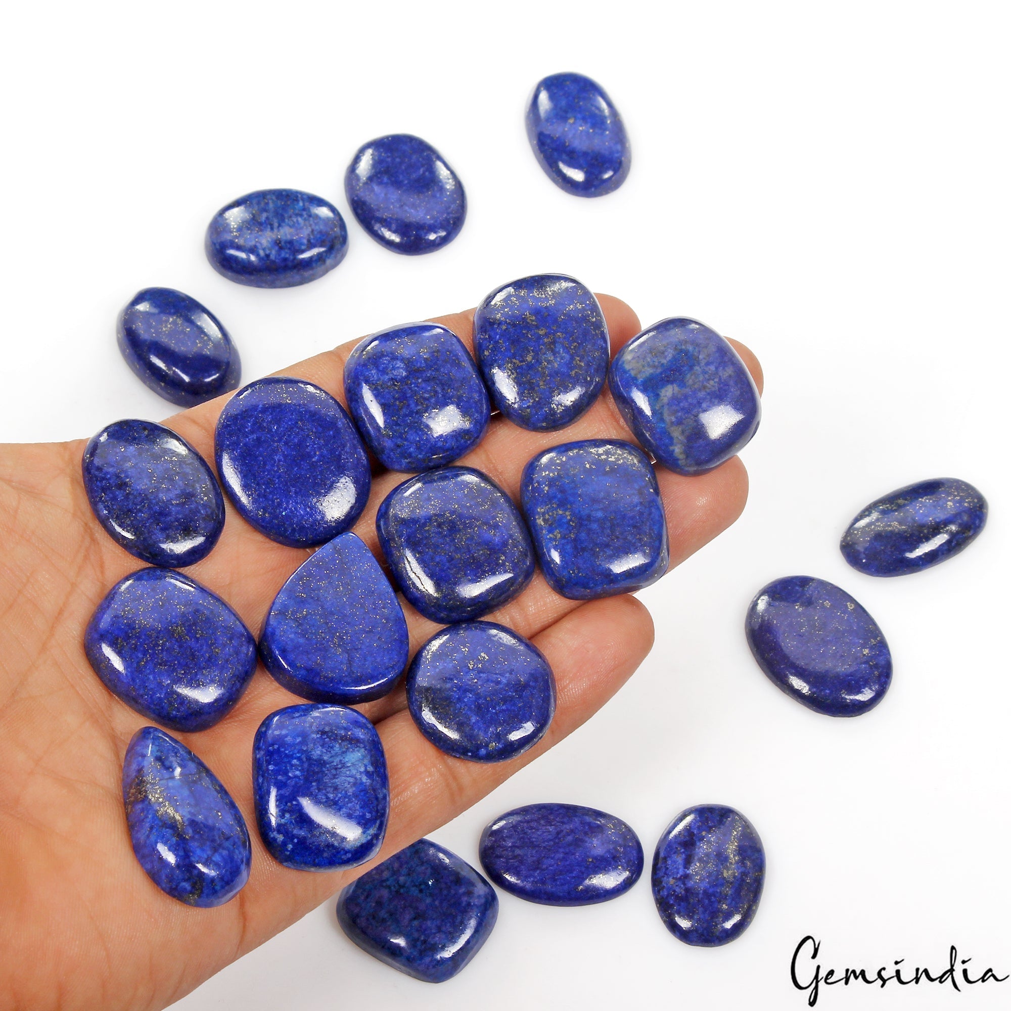 690 Cts/21 Pcs Natural Blue Lapis Lazuli Gold Flecks Mix Cab Wholesale Gemstones