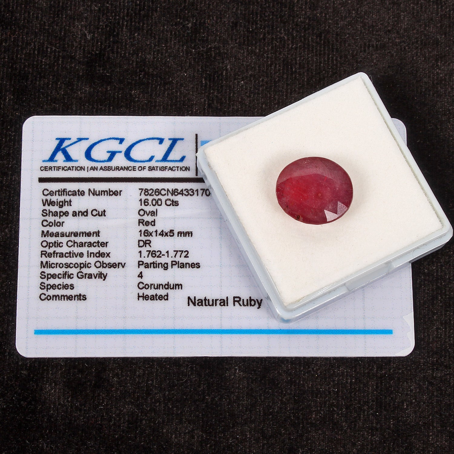 16 Cts Natural Top Red Ruby Oval Certified Mozambique Stunning Loose Gemstone