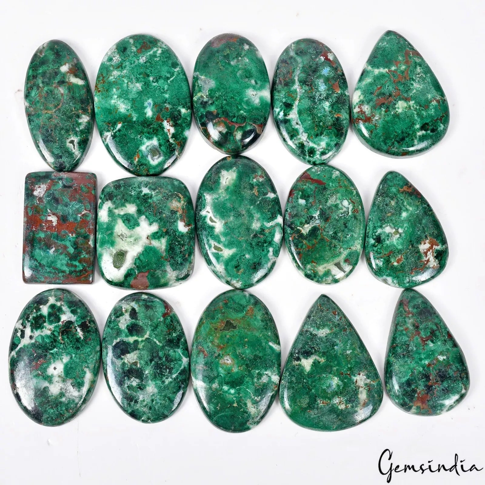 700 Ct/15 Pcs Natural Untreated Green Chrysocolla Loose 30mm-37mm Gemstones Lot