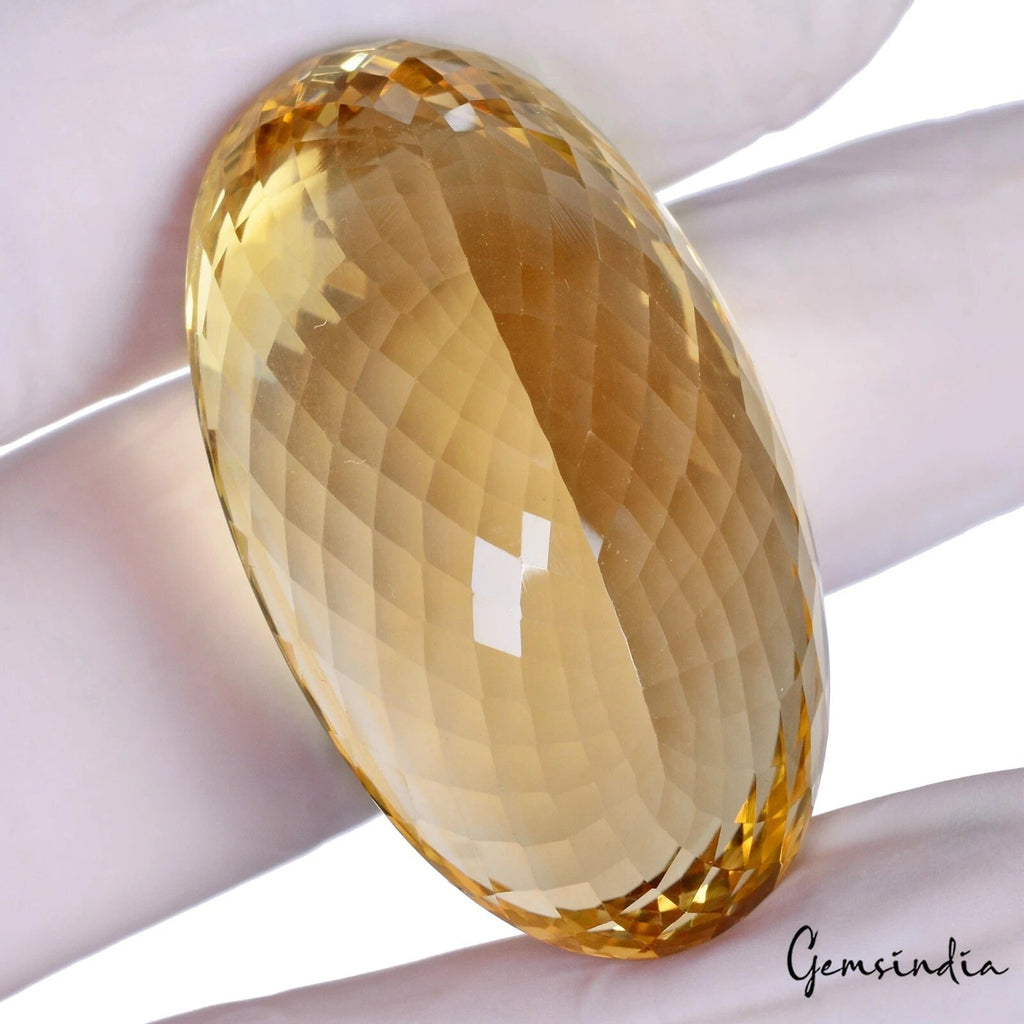 Large & Clean 104.50 Ct Natural Yellow Citrine Oval Cut Loose Certified Gemstone