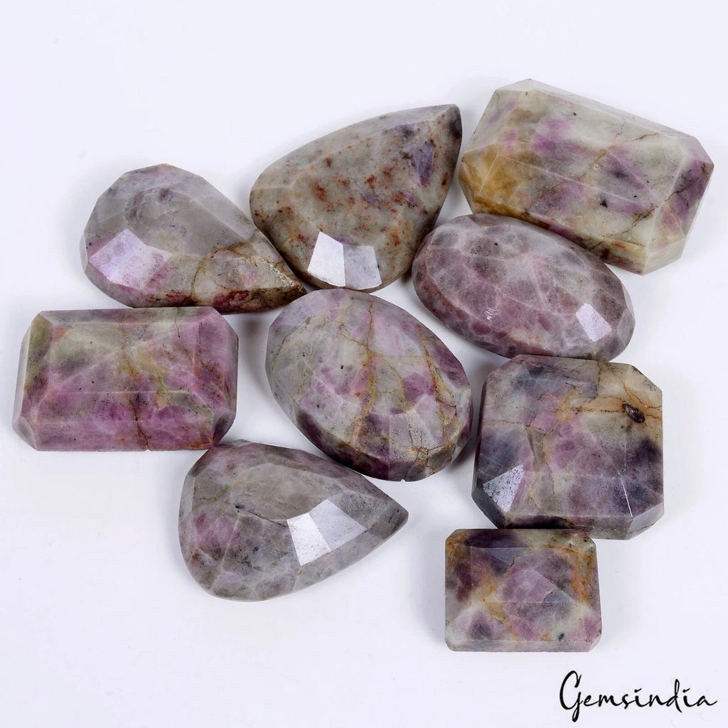 1950 Ct/9 Pcs Natural Untreated Bi-Color Ruby in Crystal Matrix Mix Cut Gems Lot