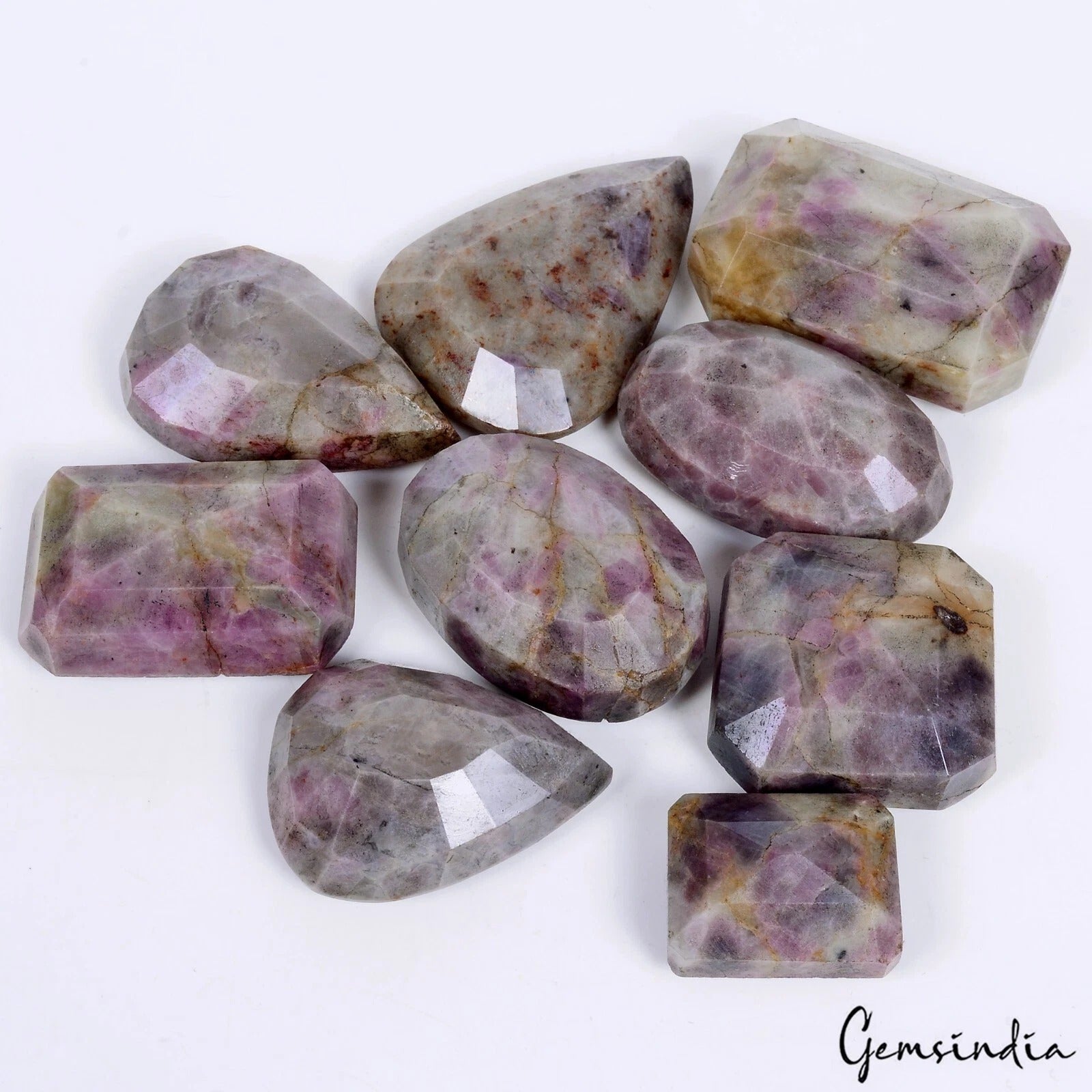 1950 Ct/9 Pcs Natural Untreated Bi-Color Ruby in Crystal Matrix Mix Cut Gems Lot