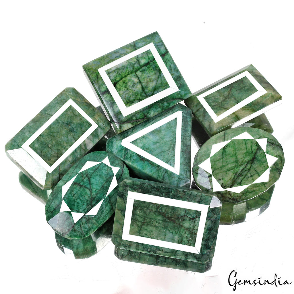 Super Wholesale 3830 Cts/7 Pcs Natural Brazilian Green Emerald Mix Cut Gems Lot