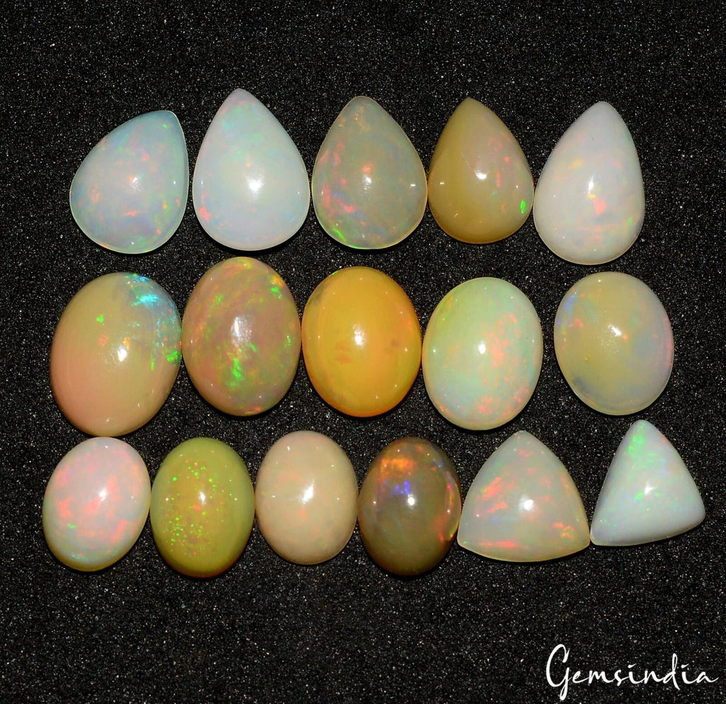 Natural Welo Fire Ethiopian Opal Mix Shape Cabochon Gemstone 15.80Ct Lot 7mm-9mm