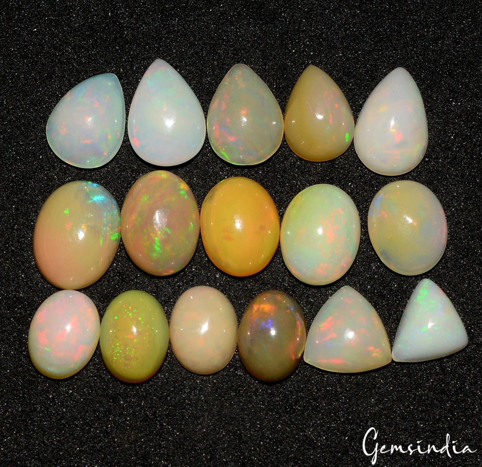 Natural Welo Fire Ethiopian Opal Mix Shape Cabochon Gemstone 15.80Ct Lot 7mm-9mm